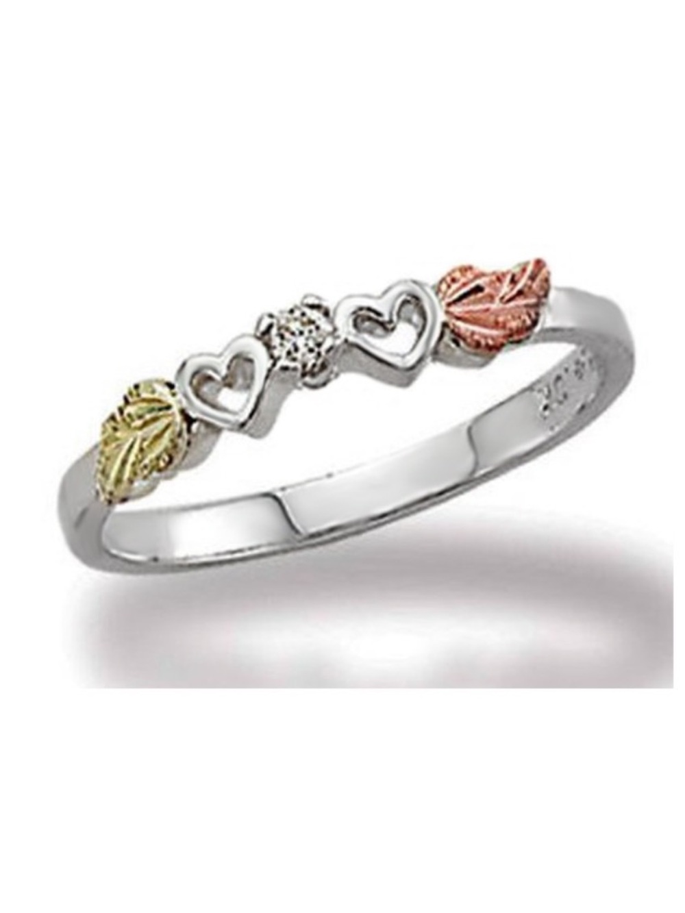 Delicate Landstrom's® Black Hills Gold Sterling Silver Ring w/ Diamond - Size 5